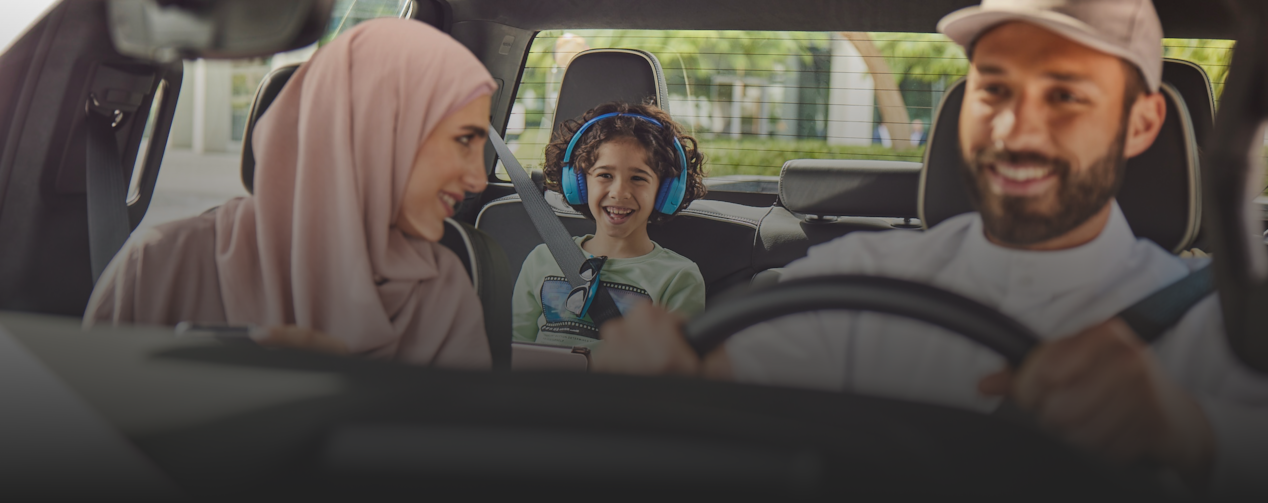 Woman and child in the car